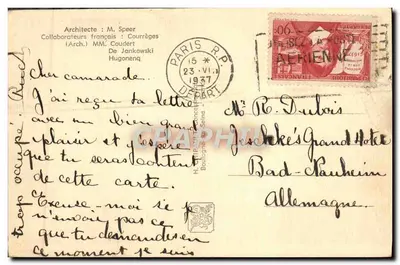 ドイツ館 — パリ国際博覧会1937 — 製作者 CH 番号87 — 裏面