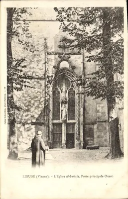 Ligugé (Vienne) — A Igreja Abbatial, Porta Principal Oeste — Jules Robuchon, Fot. Polliers, n°77