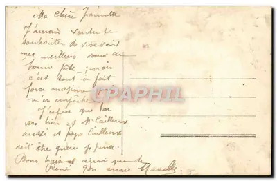 Jeune femme en robe jaune — tenant un grand bouquet de roses et de lilas — éditeur 'C. P. R. A. P. H. I. L.' n° 579 — Verso