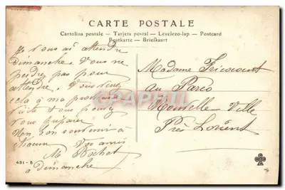 Jeune femme aux grappes de raisin — scène de jardin — éditeur 'CARTE POSTALE' (verso) n°431-5 — Verso