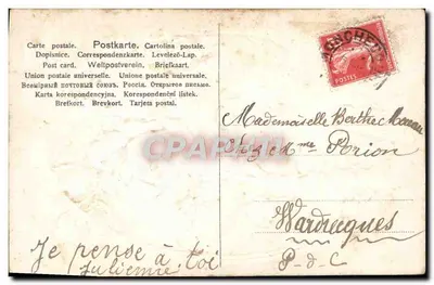 Bilhete postal antigo Fantasia Flores — Verso