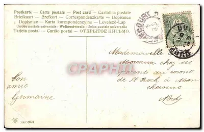 Flores violetas e trevo — Carte postale série 6024 — Éditeur P.F. — Verso