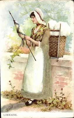 Lorraine — femme en costume traditionnel avec panier — H. Chatain, série V