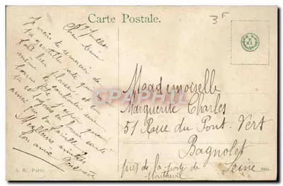 Menina em vestido branco e buquê — Boa Festa — editor A.R. Paris, n° 33454/4 — Verso