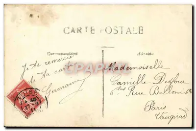 Kobieta w stroju z motywami — z bukietem kwiatów — J.-C. Paris, n° 2181 — Rewers