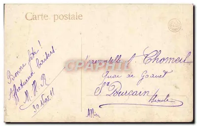 Dziecko w stroju marynarki — z bukietem i listem — wydawca M. 4981/5 — Rewers