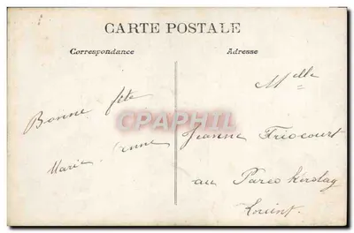 Mulher em vestido com estampas — cercada de flores — editor A. J. S. n° 518 — Verso
