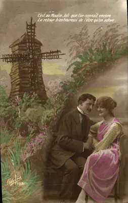 Moulin Joli — casal amoroso diante de um moinho de vento — Gloria 1183