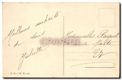 Chats dans un avion — scène de vœux — éditeur H.H.I.W. Nr. 813 — Verso