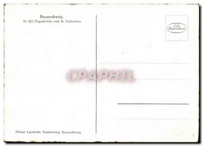 Stara pocztówka Braunschweig Most Hagenbrück i święta Katarzyna — Rewers