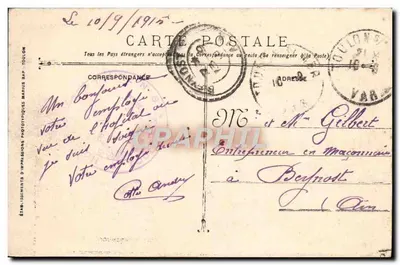 Toulon - Szpital tymczasowy "La Providence" — Wojna 1914-1915 — Rewers