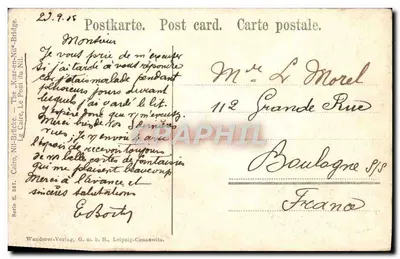 El Cairo — El Puente del Nilo — Editor: UN MÉM. POSTES ÉGYPTIENNES, n° 116 — Reverso