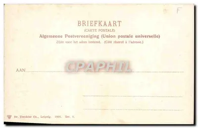Zeeuwsche Kleederdracht — tradycyjne stroje zelandzkie — Dr. Trenkler Co., Leipzig, 1905, seria Zee. 8 — Rewers