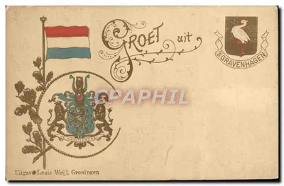 S-Gravenhagen — blason et drapeau néerlandais — éditeur Louis Weijl, Groningen