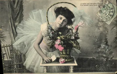 Menina com tutu — com buquê de rosas — editor NARCY