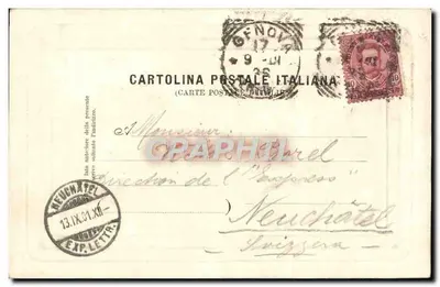 Monumento a Vittorio Emanuele — Genua — Kartka pocztowa włoska — Rewers