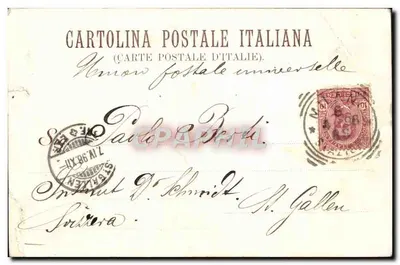Stara pocztówka Milano Pomnik Wiktora Emanuela Lione — Rewers