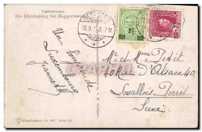 Castelo de l'Ulrichsburg — Rappoltsweiler — Künstlerkarte Nr. 3997, Série 162 — Verso