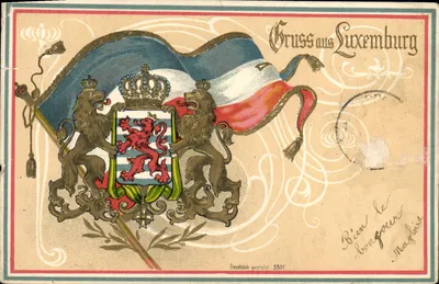 Bilhete postal antigo Saudação da Luxemburgo Leão