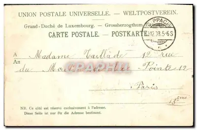Bilhete postal antigo Saudação da Luxemburgo Leão — Verso