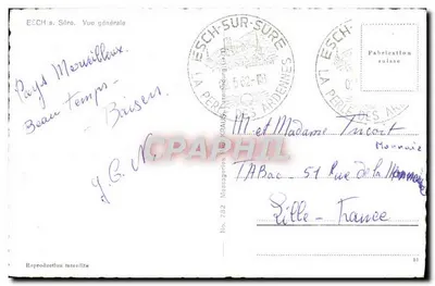 Esch-sur-Sûre — Widok ogólny — Stara pocztówka Nr 792, produkcja szwajcarska — Rewers
