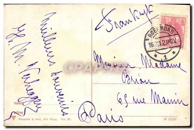 Volendam — scena uliczna z dziećmi i kobietami w strojach tradycyjnych — Weenenk & Snel, tom 82 — Rewers