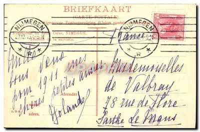 Pensionato do Sacré-Cœur, Nimègue — editor E. & R. — número de série não visível — Verso