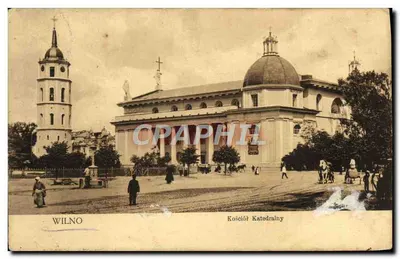 Bilhete postal antigo Wilno Kosciot Katedralny Lituanie