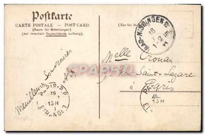 Ruínas Bodenlaube — vista noturna sob a lua — editor Gerhard Glünch & Cie — Verso