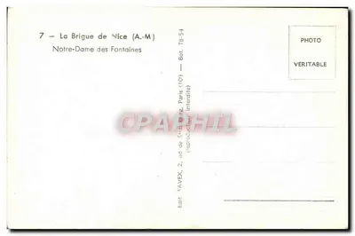Nossa Senhora das Fontes — La Brigue de Nice — Ed. AVEX, Paris — Verso