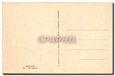 Monaco — O Casino — Gilletta — Verso