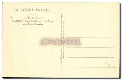 Cannes — Die Strandpromenade und der Mont Chevalier — Les Éditions d'Art Yvor — Rückseite