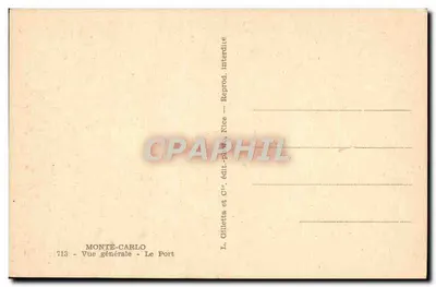 Monte-Carlo — Vista geral — O Porto — L. Gilletta, Nice, n°713 — Verso