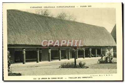 Międzynarodowa Eksponat Kolonialny — Paryż 1931 — Ogród Kongo Belgijskiego — Pawilon Transportów — H. Lacoste, Arch. S. A. D. 15