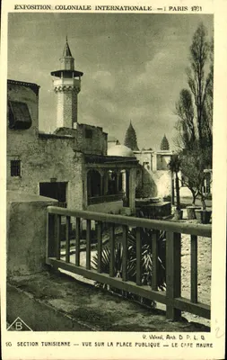 Wystawa Kolonialna Międzynarodowa — Sekcja Tunezyjska — Widok na plac publiczny — Kawiarnia Maurska — V. Valensi, Arch. D. P. L. G. — Paryż 1931