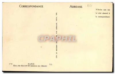 Igreja Saint-Étienne du Mont — Paris — Editor Lévy & Neurdein — Verso