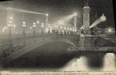 Pont Alexandre III — Illumination pour l'Exposition Déccennale de l'Automobile — M. G. Rives, Commissaire Général