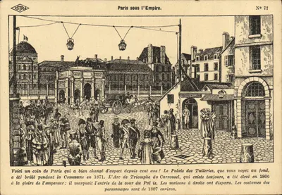 Paris sob o Império — vista da cour do Carrousel com o Arco do Triunfo — Istra, n° 77