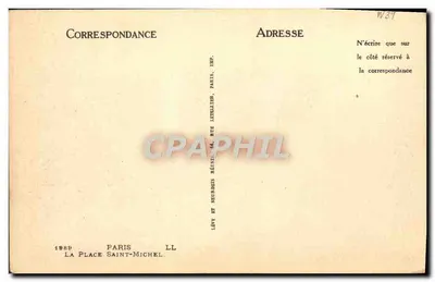 Place Saint-Michel — Paryż — Wydawca: Lévy et Neurdein, 44, rue Letellier — Rewers
