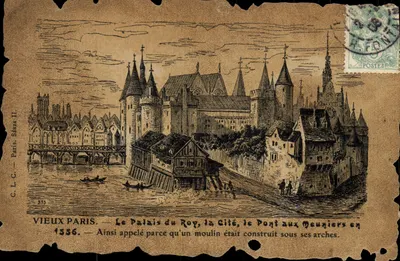 Velho Paris — O Palácio do Rei, a Cidade, o Ponte dos Moinhos em 1556 — C.L.C. Paris, Série II, n°335