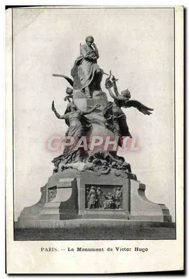 Bilhete postal antigo Paris O Monumento de Victor Hugo