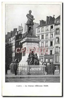 Paris — Estátua de Étienne Dolet — Casa Martin e Rotisserie