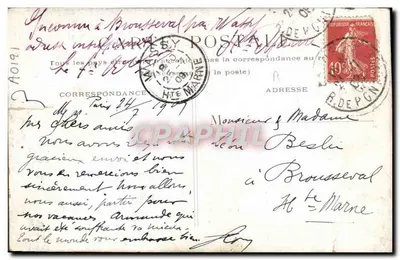 Bilhete postal antigo Paris Estátua de Etienne Dolet — Verso