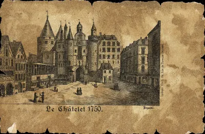 Le Châtelet 1750 — vista histórica — Isidoro Kisch, 34 Rue de l'Étuve, impressor