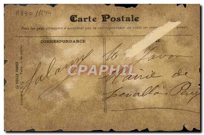 Velho Paris — Casa do Lieutenant de polícia e igreja São Landry em torno de 1540 — J.L.C. Paris, Série N. — Verso