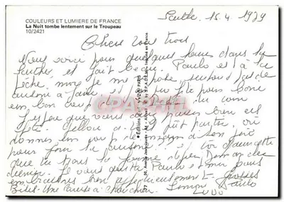 Landschaft mit Schafen — Die Nacht fällt langsam auf das Schafsgespann — Éditions Jean-Jaurès, Paris — Rückseite