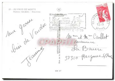 Pays de Monts — Marais vendéen — Bourrine — editor APTAUD — Verso