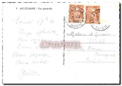 Aix-les-Bains — Vista geral — Éditions TÉLÉ, n°9 — Verso