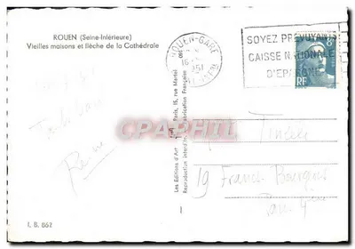 Rouen — Velhas casas e ponta da Catedral — Les Éditions d'Art, Paris — Verso
