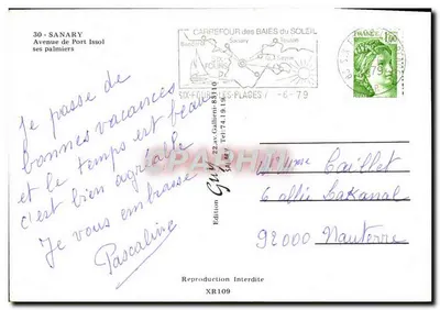 Sanary-sur-Mer — Avenue de Port Issol, i suoi palme — Edizione Six-Fours-les-Plages, XR109 — Verso